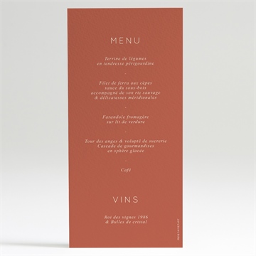 Menu mariage terracotta pampa - Dos du menu