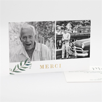 Remerciement décès mémento dorure