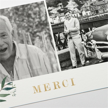 Remerciement décès mémento dorure - Détail de la carte