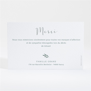 Remerciement décès mémento dorure - Dos de la carte