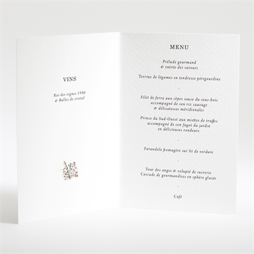 Menu mariage belle intimité - Intérieur du menu