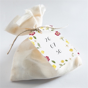 Etiquette mariage aquarelle de fleurs séchées - Mise en situation