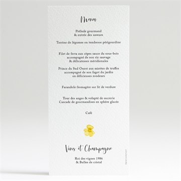 Menu mariage aquarelle de fleurs séchées - Dos du menu