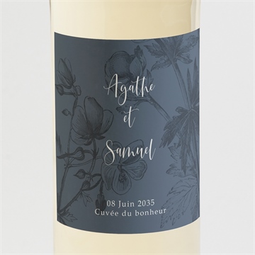 Etiquette de bouteille mariage dorure sur gravure