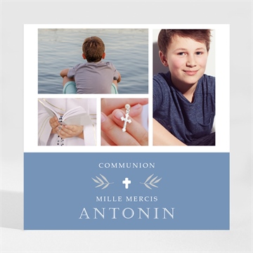 Remerciement communion bleu myosotis mignonette