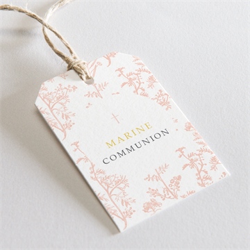 Etiquette communion gravures végétales mignonette