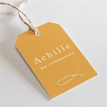 Etiquette communion jaune et or dorure