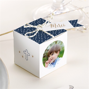 Boîte de dragées communion relief photomaton