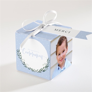 Boîte de dragées communion doux flocons étiquette