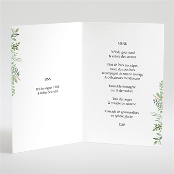 Menu mariage nature chic bracelet - Intérieur du menu