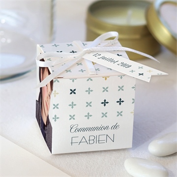 Boîte de dragées communion ambiance art déco