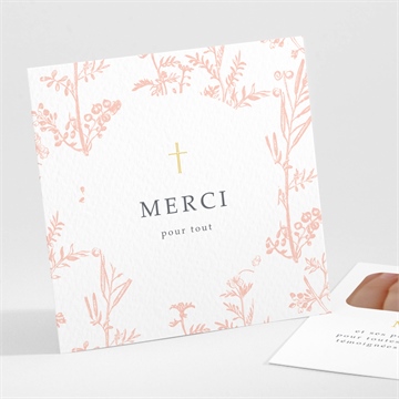 Remerciement communion gravures végétales mignonette