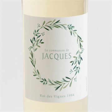 Etiquette de bouteille communion végétal et dorure carré