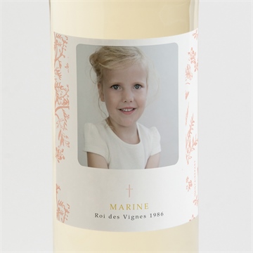 Etiquette de bouteille communion gravures végétales mignonette