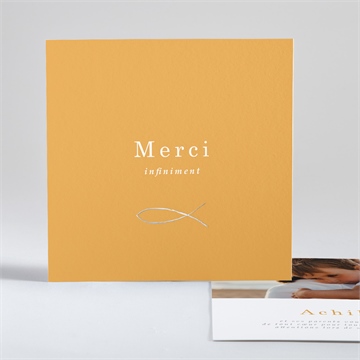 Remerciement communion jaune et or dorure