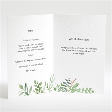 Menu communion illustration végétale - Intérieur du menu
