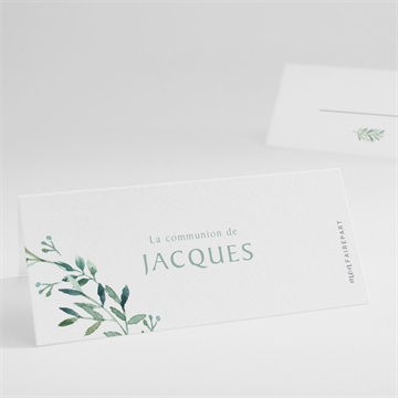 Marque-place communion végétal et dorure