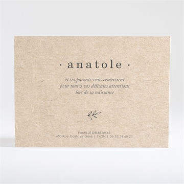 Remerciement naissance signes de douceur - Dos de la carte