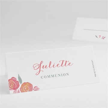 Marque-place communion couronne aquarelle