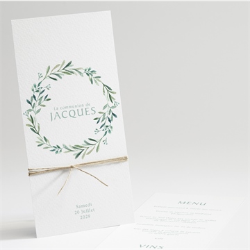 Menu communion végétal et dorure carré