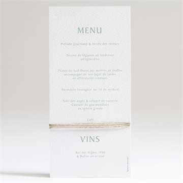 Menu communion végétal et dorure - Dos du menu
