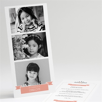 Menu communion invitation photomaton magnet