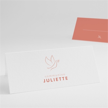 Marque-place communion colombe dorée