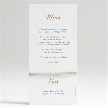 Menu communion relief - Dos du menu