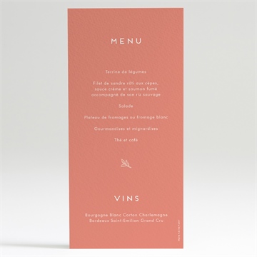 Menu communion colombe dorée - Dos du menu