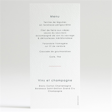 Menu communion jour sacré - Dos du menu