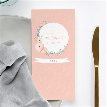 Menu communion rose tendre