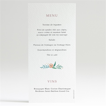 Menu communion rose tendre - Dos du menu