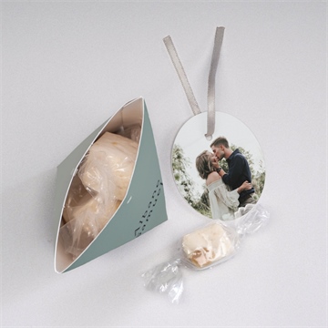 Boîte surprise mariage vert laurier - Intérieur de la boîte