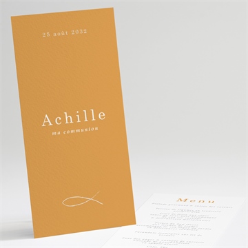 Menu communion jaune et or dorure