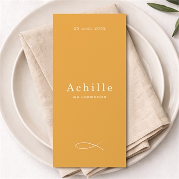 Menu communion jaune et or