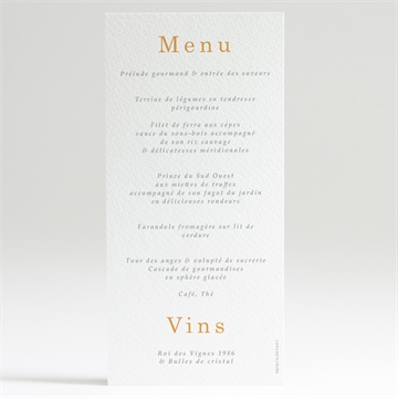 Menu communion jaune et or - Dos du menu