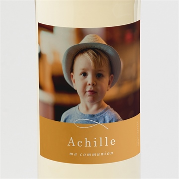 Etiquette de bouteille communion jaune et or dorure