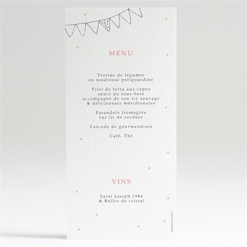 Menu communion banderoles de fanions - Dos du menu