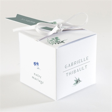 Boîte de dragées mariage poésie d'aquarelle - Dos de la boîte