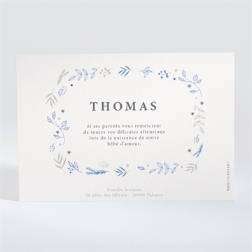 Remerciement naissance tendre poésie - Dos de la carte