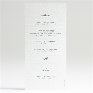 Menu mariage feuillages - Dos du menu