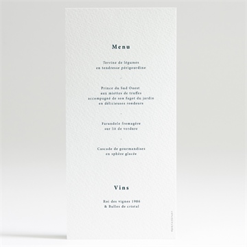 Menu mariage en relief - Dos du menu