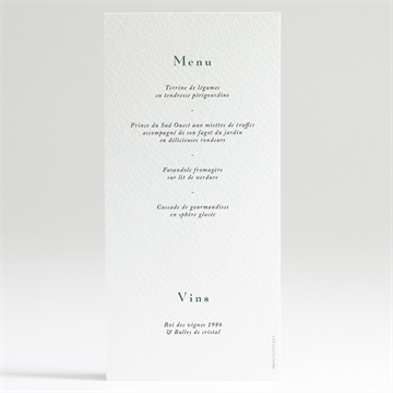 Menu mariage la belle histoire - Dos du menu