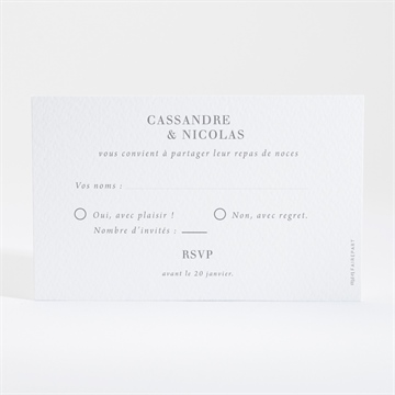 Carton réponse mariage élégance rose - Dos du carton