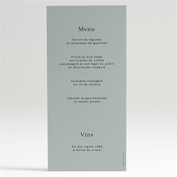 Menu mariage vert laurier - Dos du menu