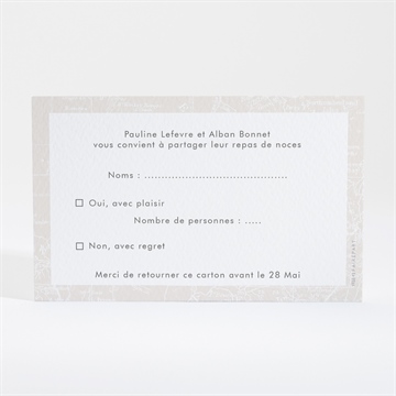 Carton réponse mariage notre passeport - Dos du carton