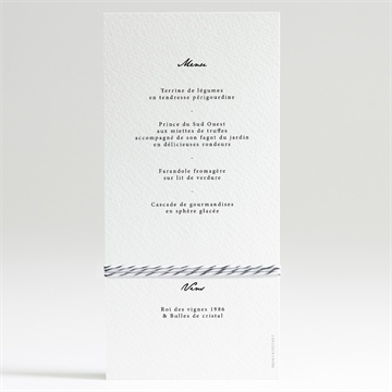 Menu mariage epuré - Dos du menu
