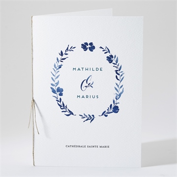 Livret de messe mariage aquarelle bleue