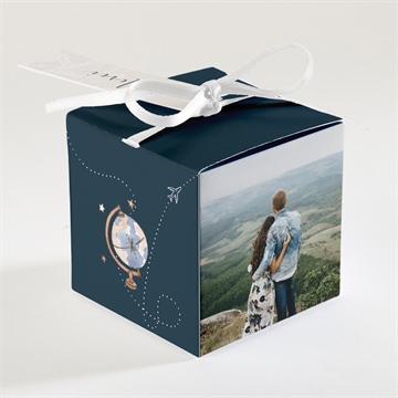 Boîte de dragées mariage notre passeport - Dos de la boîte