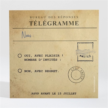 Carton réponse mariage notre télégramme accordéon